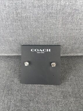 Coach Clear Crystal Stud Earrings NWT